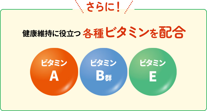 さらに！健康維持に役立つ各種ビタミンを配合